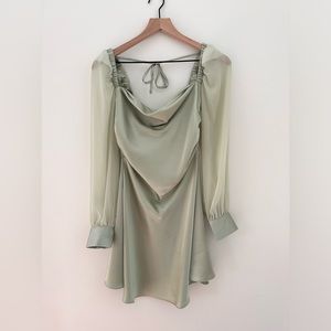 Silky Sage Green Mini Dress